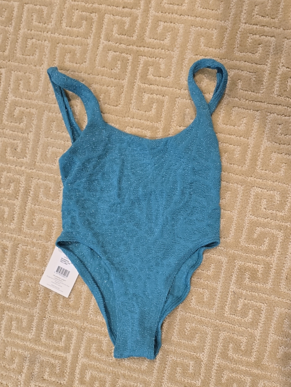 NWT Bond-eye One Size Fits All Teal Sparkle Stretch Bathing Suit, O/S